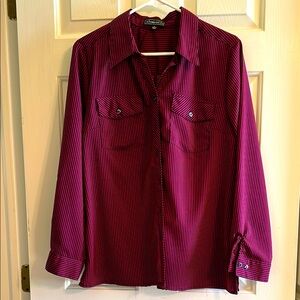 Sz large Burgundy Striped Shirt